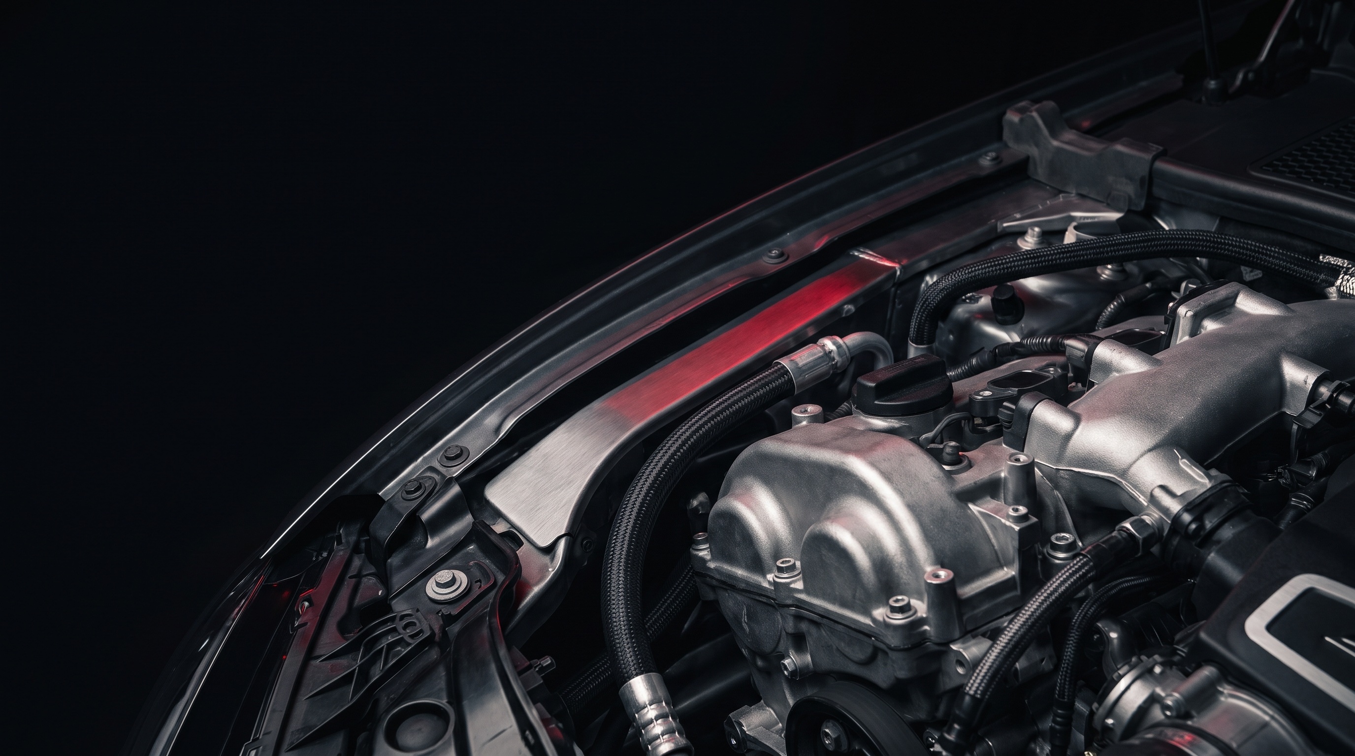 AI-generated image of a European vehicle engine bay under inspection light